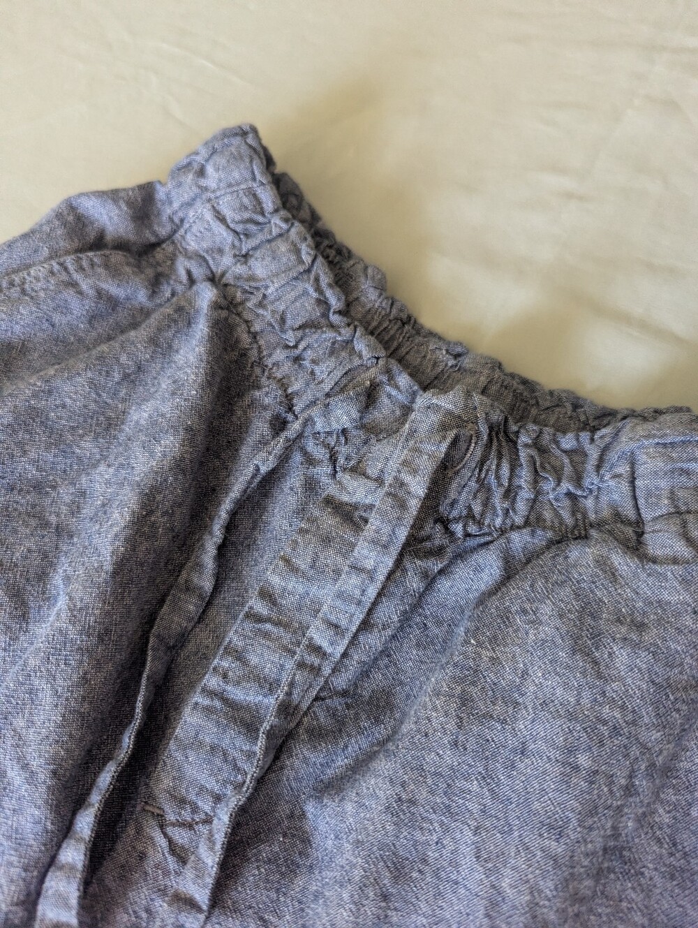 Uniqlo Chambray Elastic Waist Linen Cotton Shorts - Picture 2 of 7